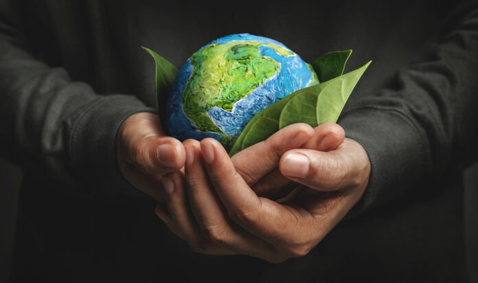 World Earth Day Concept. Green Energy, Renewable and Sustainable Resources. Environmental and Ecology Care sigla ESG