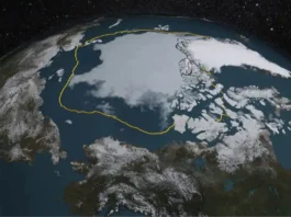 A cobertura de gelo marinho feita de água do mar congelada que flutua sobre o oceano, ajuda a regular a temperatura do planeta, está caindo muito Imagem NASA/Goddard Scientific Visualization Studio