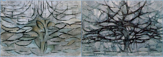 Arte e ciência iluminam as mesmas proporções sutis nos galhos das árvores 7 “Blooming Apple Tree”( Macieira em Flor) e “Gray Tree” ( Árvore Cinza”, são a mesma árvore.