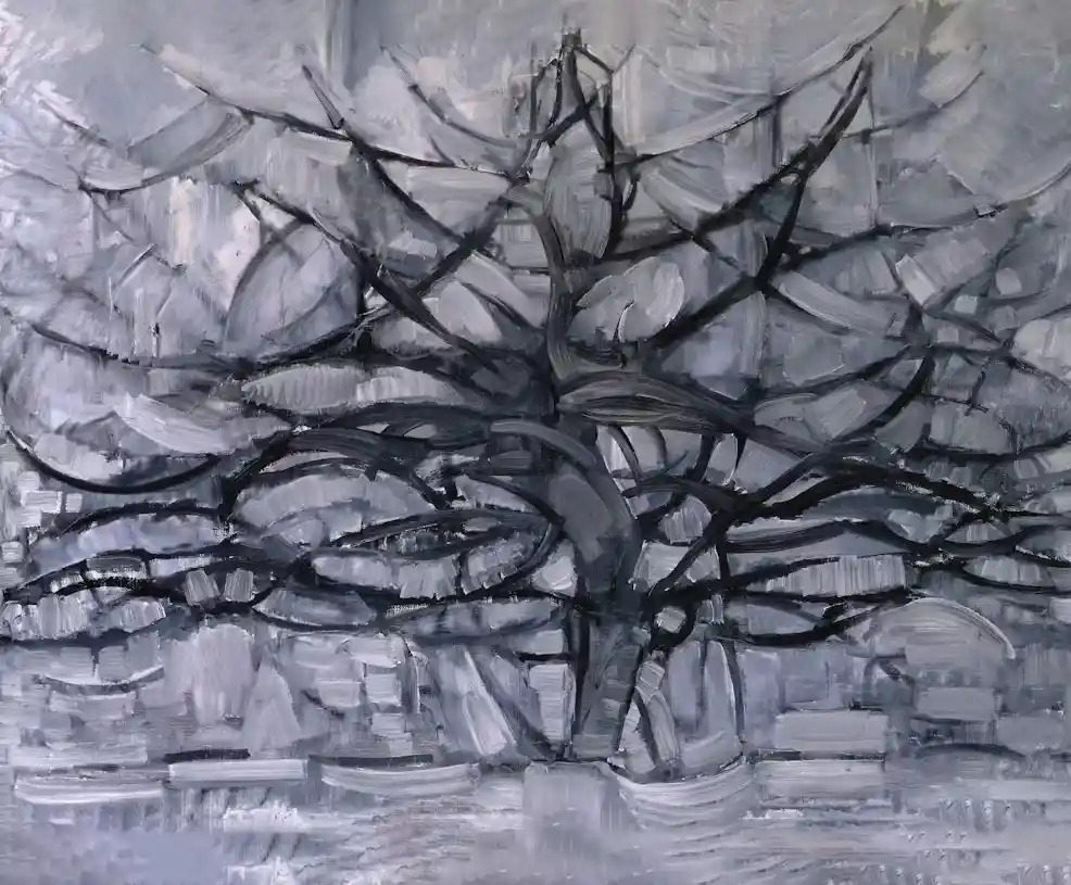 Arte e ciência iluminam as mesmas proporções sutis nos galhos das árvores 1 Árvore cinza por Piet Mondrian, 1911. Kunstmuseum The Hague