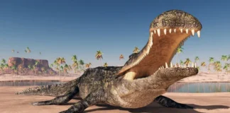 crocodilo pré-histórico do tamanho de um ônibus