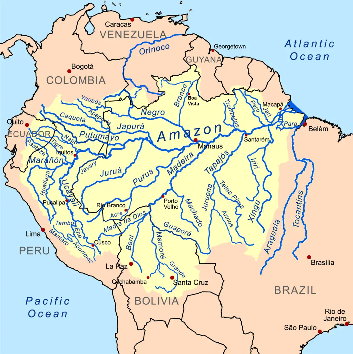 Amazonriverbasin_basemap O movimento dos rios amazônicos molda a biodiversidade