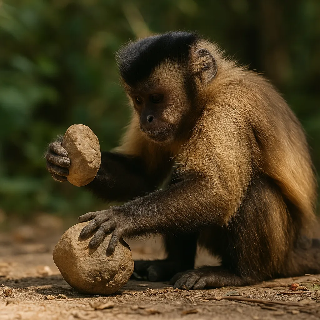 Como o macaco-prego usa pedras como ferramentas para conseguir comida