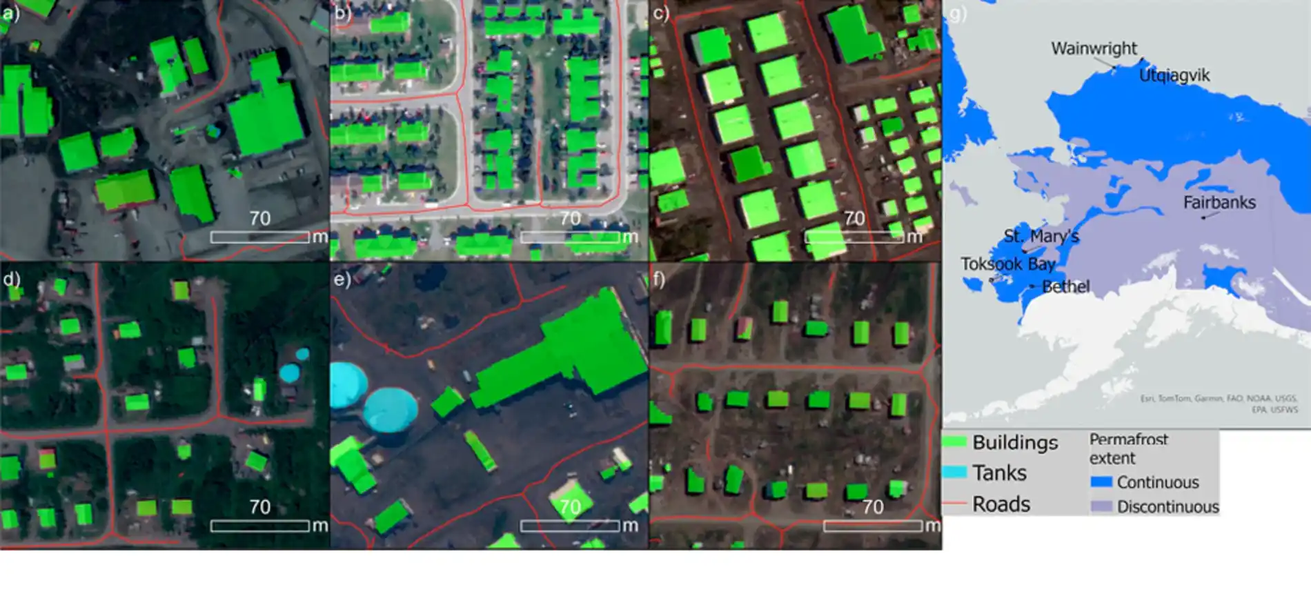Edif_cios_e_estradas_detectados_em_seis_comunidades_do_Alasca_em_permafrost_cont_nuo_e_descont_nuo Problemas do degelo do permafrost no Alasca