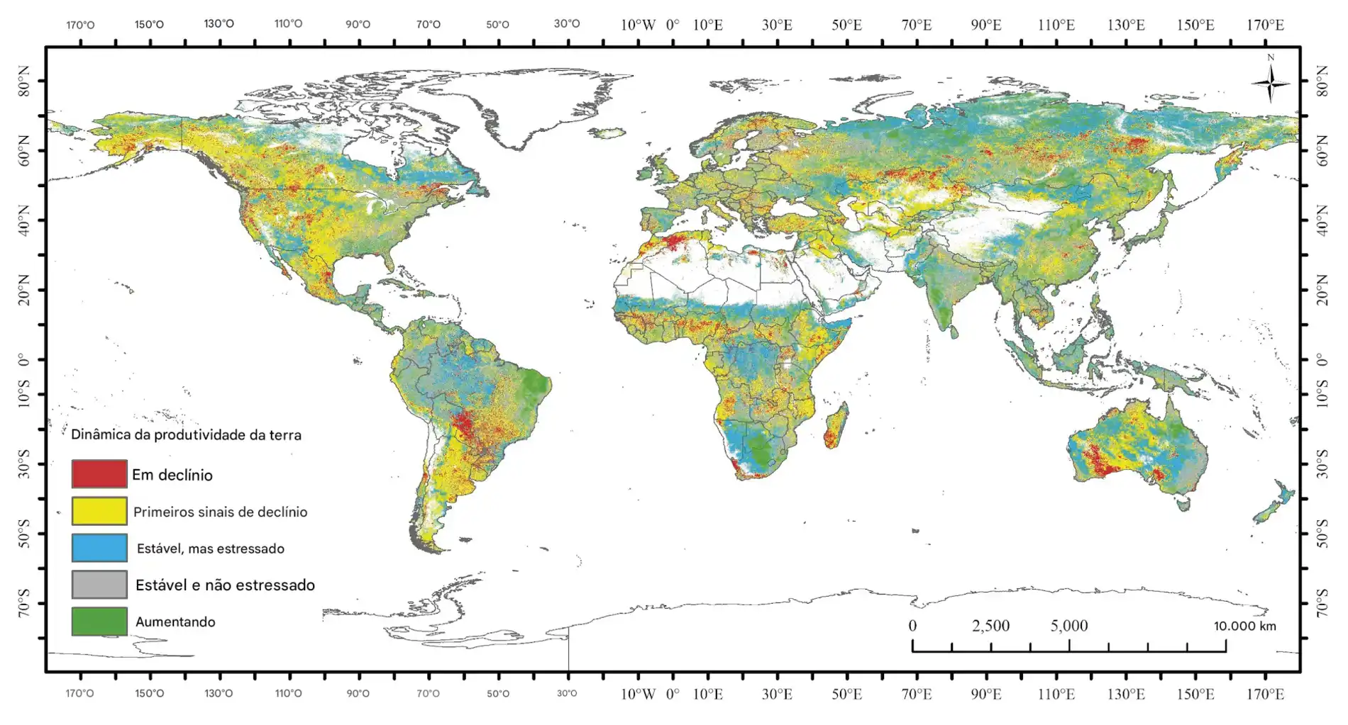 Rastreando mudanças na produtividade da terra 4 Resultado global de LPD de 30 metros