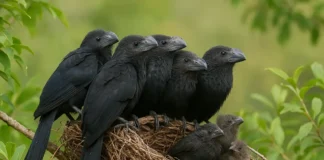 Anu-preto desafia a lógica com 1 único ninho dividido por todo o grupo