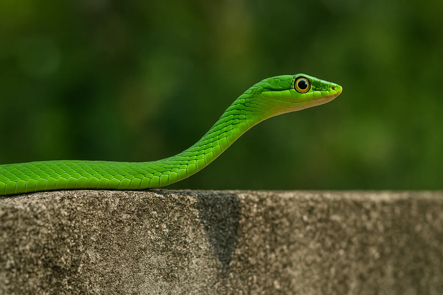 Cobra-verde apareceu no muro Veja se ela é perigosa e como afastar sem agredir