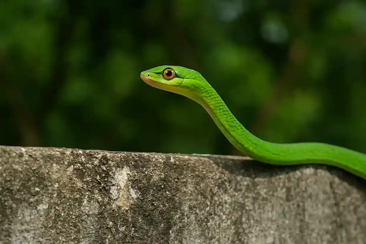 Cobra-verde apareceu no muro? Veja se ela é perigosa e como afastar sem agredir 2 me mostre outra imagem, em angulo bem diferente