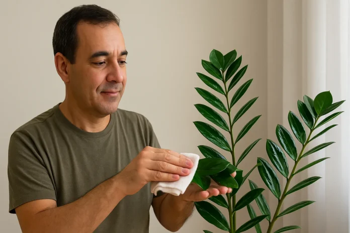 Quer a zamioculca com folhas brilhantes Veja como fazer a limpeza