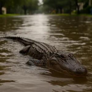 Viu um jacaré em rua alagada? Saiba como agir com segurança Viu um jacaré em rua alagada Saiba como agir com segurança