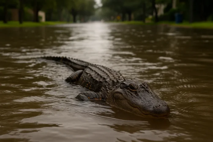 Viu um jacaré em rua alagada Saiba como agir com segurança