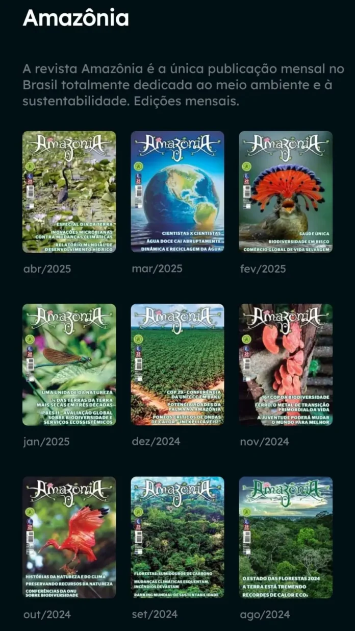 Leitura gratuita da Revista Amazônia para clientes TIM