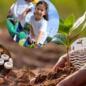 II Seminário “Diálogos para a COP30” mobiliza Belém em torno da educação ambiental e do protagonismo amazônico Crianças plantando uma árvore com o logotipo da COP30 Belém para Amazônia Brasil 2025 ao fundo.