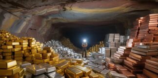 Um homem explora uma caverna repleta de barras de ouro, prata e cobre, em uma descoberta histórica de mineração na Argentina.