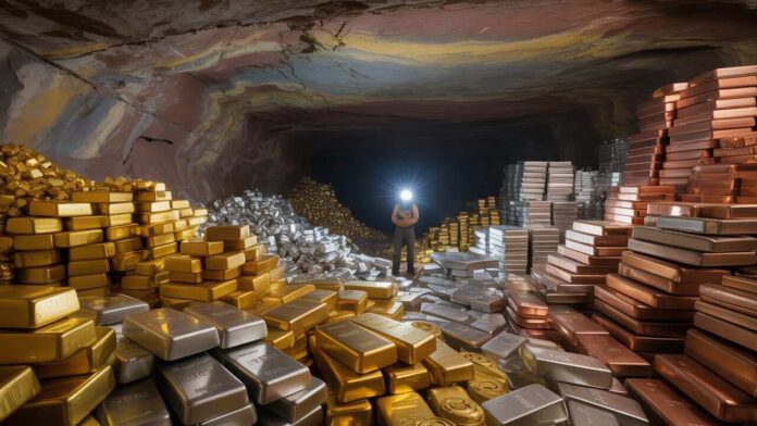 Um homem explora uma caverna repleta de barras de ouro prata e cobre em uma descoberta historica de mineracao na argentina 20250521015843 Um homem explora uma caverna repleta de barras de ouro, prata e cobre, em uma descoberta histórica de mineração na Argentina.