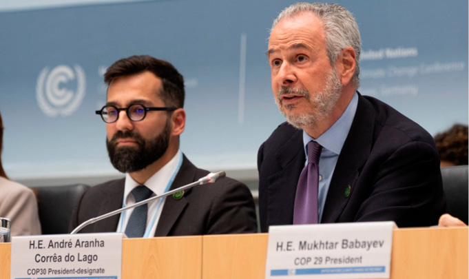 Conferência sobre Mudanças Climáticas de Bonn - Junho de 2025 6 André Aranha Corrêa do Lago , presidente designado da COP 30, em Belém, com Luiz de Andrade Filho, Ministério das Relações Exteriores, Brasi