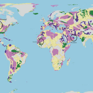 Distribuição global de terrenos com potencial de hidrogênio