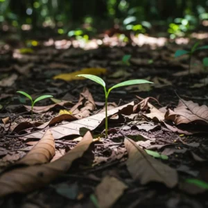 O Sussurro da Regeneração: Como as Folhas Caídas Nutrem o Futuro da Floresta Amazônia: Onde a vida renasce das cinzas, folha por folha. Regeneração em estado puro