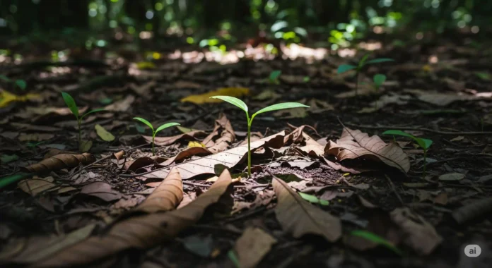 Amazônia: Onde a vida renasce das cinzas, folha por folha. Regeneração em estado puro