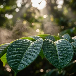 A respiração da floresta: vapor d'água essencial para a criação de chuva sendo liberado pelas folhas das árvores na Amazônia