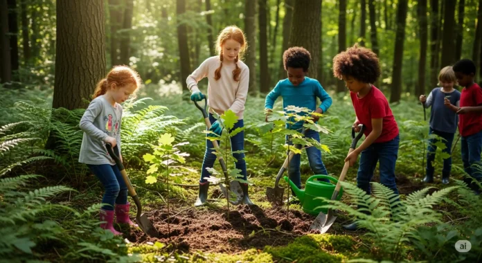 Pequenos cientistas exploram a biodiversidade da floresta, aprendendo na prática sobre a natureza