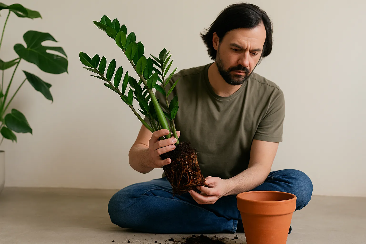 Minha-zamioculca-passou-meses-empacada-ate-descobrir-que-o-vaso-estava-sufocando-as-raizes-1 4 motivos para ter a zamioculca em ambientes com pouca luz