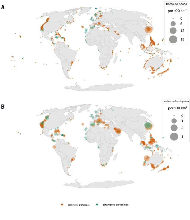 IA e satélites estão ajudando a livrar os mares da Terra da pesca ilegal 1 Atividade pesqueira industrial em AMPs totalmente e altamente protegidas