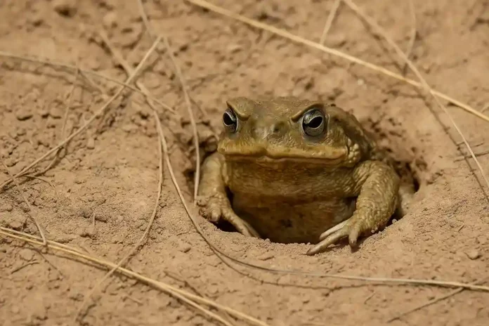 Esse sapo escava seu próprio abrigo quando pressente seca o segredo da sobrevivência sob a terra