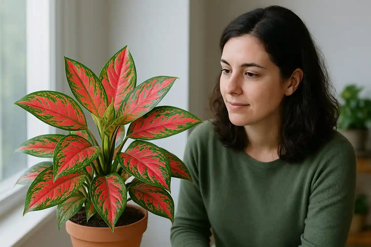 Aglaonema vibrante com 4 ajustes de luz indireta Aglaonema vibrante com 4 ajustes de luz indireta