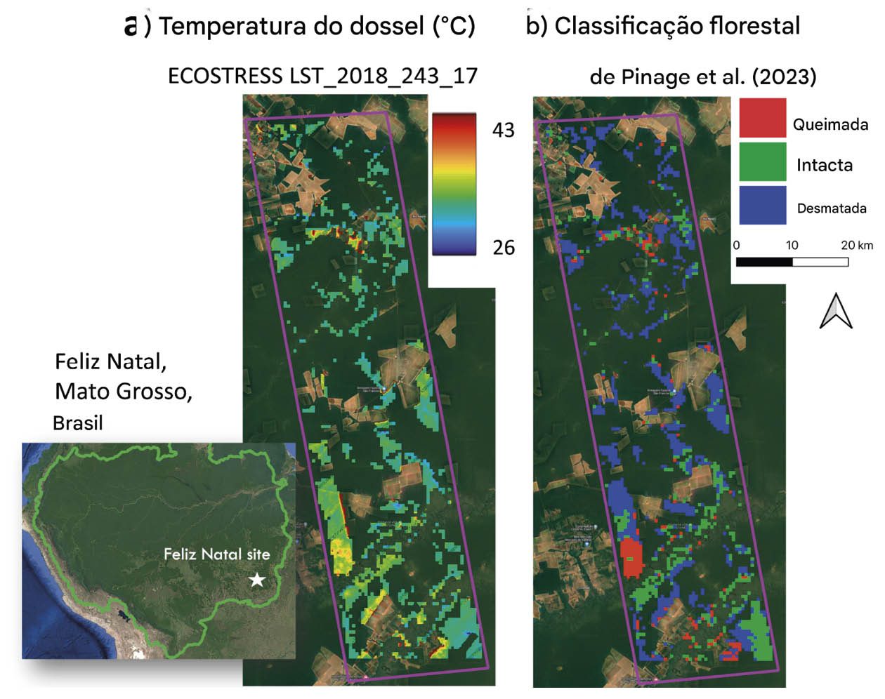 Arco do Desmatamento, município de Feliz Natal - estado de Mato Grosso apresenta uma variedade de tipos e intensidades de degradação florestal