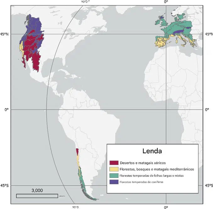 Áreas continentais de mega regiões de seca Mapa global de tendências de longo prazo do TWS do GRACE/FO ( A ) Tendências em TWS (cm ano −1 ) de fevereiro de 2003 a abril de 2024. Mega-regiões (regiões excedendo −0,2 cm ano −1 e conectando pontos críticos de TWS relatados anteriormente) são contornadas em preto e rotuladas de 1 a 4 correspondendo ao texto principal. ( B ) Soma zonal das tendências de TWS para todas as regiões (preto) e não glaciais (vermelho).