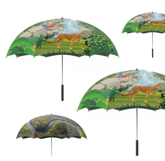 Arte amazônica colore a COP30 com guarda-chuvas sustentáveis Divulgação