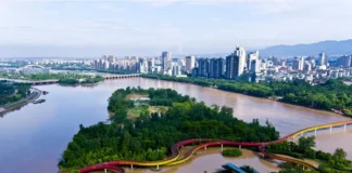 Cidades redescobrem rios e reduzem enchentes Parque Jinhua Yanweizhou, na cidade de Jinhua - NATGEO