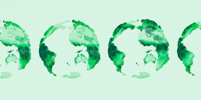 A intensidade da cor verde na vegetação terrestre varia ao longo das estações do ano. Pesquisadores conseguem calcular o "centro verde" global e acompanhar seu deslocamento ao longo de várias décadas. Eles observaram uma mudança gradual em direção ao nordeste