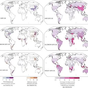 A remoção de carbono requer um melhor planejamento da localização para proteger a biodiversidade Alocação espacial de terras para implantação de CDR (remoção de dióxido de carbono) em refúgios climáticos resilientes a 1,8 °C