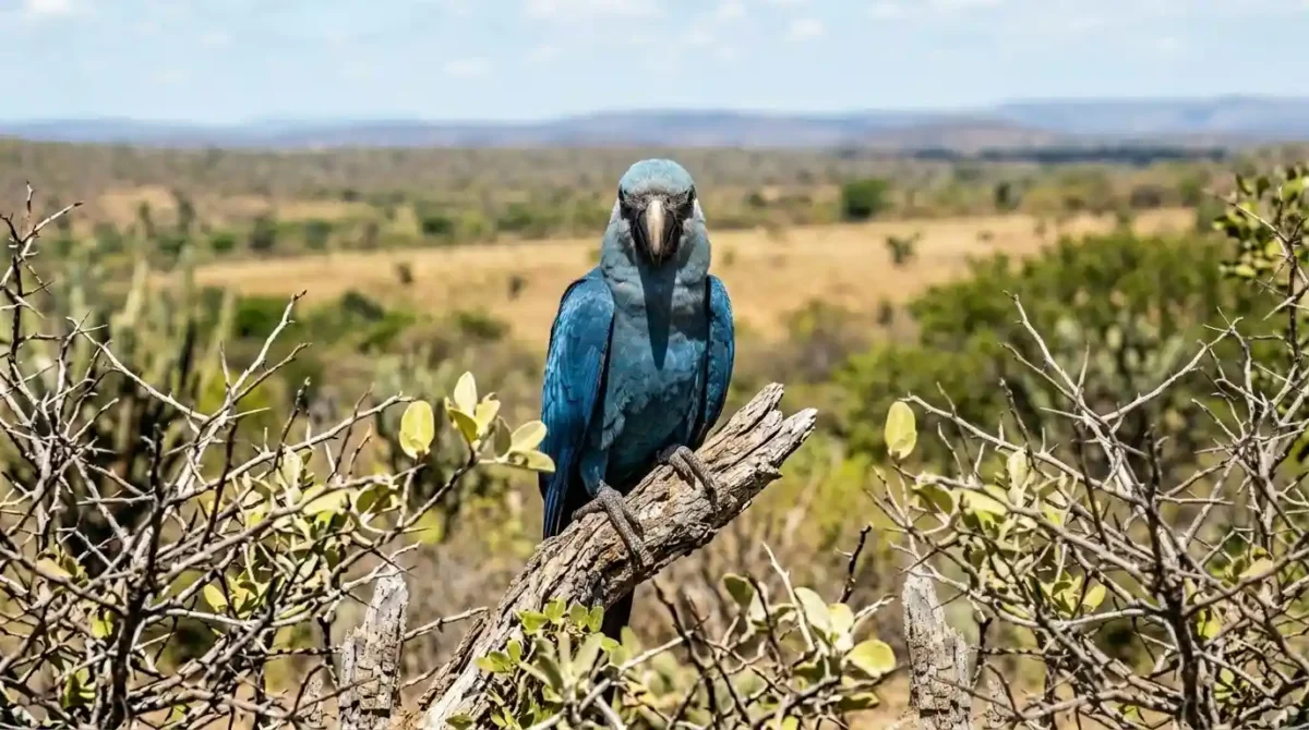 O voo da ararinha azul que desafia a extinção no sertão2