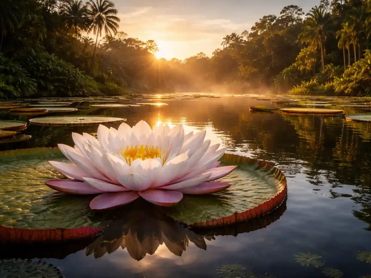 Vitória-régia vira espetáculo natural e atrai visitantes