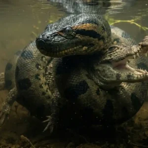 Novas imagens revelam como a gigante sucuri consegue dominar e caçar jacarés adultos nas águas profundas da Amazônia Sucuri-Verde predator no Pantanal do Jacaré