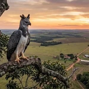 O santuário improvável da maior águia do mundo em Mato Grosso Uma águia-harpia adulta pousada em um galho imenso