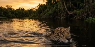 Como a onça-pintada domina os rios da Amazônia e utiliza habilidades aquáticas únicas para caçar jacarés e peixes