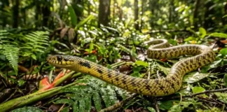 Como a impressionante agilidade da serpente caninana transforma o solo da floresta amazônica em um cenário de pura eficiência biológica