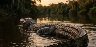 O poder da cauda do jacaré-açu e como o manejo sustentável de grandes répteis protege as comunidades ribeirinhas na Amazônia