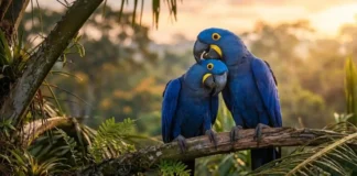 A fidelidade extrema da arara-azul-grande e como o comportamento social desses psitacídeos influencia a preservação das florestas brasileiras