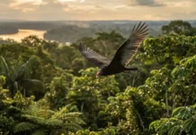 Como o urubu de cabeça vermelha utiliza seu olfato único para limpar a floresta amazônica e garantir a saúde do ecossistema