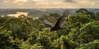 Como o urubu de cabeça vermelha utiliza seu olfato único para limpar a floresta amazônica e garantir a saúde do ecossistema