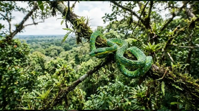 Pesquisadores do INPA descobrem nova espécie de cobra colorida que vive no dossel amazônico a quarenta metros de altura Pesquisadores do INPA descobrem nova espécie de cobra colorida que vive no dossel amazônico a quarenta metros de altura