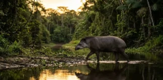 O maior mamífero da América do Sul semeia silenciosamente a grandiosa floresta amazônica durante suas caminhadas crepusculares solitárias O maior mamífero da América do Sul semeia silenciosamente a grandiosa floresta amazônica durante suas caminhadas crepusculares solitárias