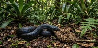A incrível mussurana que caça serpentes venenosas e protege as comunidades rurais brasileiras com sua imunidade biológica fascinante O sangue da mussurana carrega um segredo bioquímico que desafia as leis da sobrevivência na floresta. Enquanto a maioria dos mamíferos e répteis sucumbe em minutos ao potente coquetel de toxinas proteolíticas da jararaca, este ofídio de escamas negras acetinadas desenvolveu anticorpos naturais que neutralizam completamente o veneno. Não se trata de uma resistência parcial ou de sorte, mas de uma imunidade absoluta e hereditária que transforma a Clelia clelia em um dos maiores trunfos da biodiversidade brasileira. Para a ciência, essa capacidade representa um campo vasto de estudos sobre antídotos e evolução biológica, enquanto para o equilíbrio ambiental, significa o controle populacional das serpentes mais perigosas do país. A estratégia de caça da mussurana é um espetáculo de precisão e força bruta que ocorre silenciosamente sob a serrapilheira. Diferente das serpentes que dependem exclusivamente de veneno para abater suas presas, a mussurana utiliza uma combinação de constrição poderosa e mordidas firmes. Quando ela encontra uma jararaca ou uma cascavel, a investida é rápida. Ela morde a cabeça ou o pescoço da presa, ignorando as tentativas de contra-ataque. Mesmo que a serpente peçonhenta consiga injetar veneno na mussurana, as proteínas neutralizadoras no plasma da predadora impedem a destruição dos tecidos ou a falência sistêmica. É uma das raras instâncias na natureza onde a presa se torna predadora absoluta de seus próprios "pares" letais. A anatomia dessa serpente é projetada para a deglutição de presas que, muitas vezes, possuem o mesmo comprimento que ela. A mussurana pode atingir mais de dois metros de extensão e exibe um corpo musculoso, ideal para o método de constrição. Suas mandíbulas altamente flexíveis permitem que ela ingira serpentes venenosas inteiras, iniciando um processo digestivo lento, porém extremamente eficiente. Durante a digestão, o sistema metabólico da mussurana trabalha para processar não apenas a carne da presa, mas também as glândulas de veneno da serpente ingerida, provando que o animal é uma verdadeira máquina de processamento biológico adaptada para nichos específicos de alta periculosidade. A distribuição geográfica da mussurana é vasta, abrangendo desde o México até a Argentina, com uma presença fortíssima em toda a bacia amazônica e na Mata Atlântica. No Brasil, ela é historicamente respeitada por populações ribeirinhas e agricultores, que aprenderam a identificar o brilho azulado de suas escamas negras quando jovens e o tom escuro profundo na fase adulta. Ter uma mussurana por perto é, na prática, ter um guarda-costas natural. Onde ela habita, a incidência de acidentes ofídicos com humanos tende a diminuir drasticamente, pois ela mantém as populações de serpentes do gênero Bothrops sob controle rigoroso, evitando que se aproximem de habitações em busca de roedores. Infelizmente, a mussurana sofre com o preconceito generalizado que atinge todas as serpentes. Muitas vezes, por falta de conhecimento, as pessoas as matam ao encontrá-las em trilhas ou quintais, sem saber que estão eliminando o principal agente de controle de animais peçonhentos daquela região. A perda de habitat e o uso indiscriminado de agrotóxicos também afetam a disponibilidade de suas presas naturais, empurrando-as para áreas mais fragmentadas. A ciência alerta que a preservação da Clelia clelia é um indicador direto de saúde do ecossistema, pois sua presença no topo da cadeia alimentar de répteis sinaliza que a estrutura trófica do ambiente está preservada e funcional. A proteção dessa espécie vai além do conservacionismo romântico, sendo uma questão de segurança em saúde pública. Entender como a mussurana come cobra venenosa e permanece ilesa pode abrir portas para a biotecnologia farmacêutica no desenvolvimento de novos tratamentos para humanos. Cada exemplar preservado na floresta é um laboratório vivo que guarda respostas sobre resistência celular e adaptação extrema. Valorizar a fauna brasileira significa, acima de tudo, compreender que até mesmo as criaturas que despertam temor podem ser nossas maiores aliadas na manutenção da vida e da segurança nas áreas rurais e florestais. A preservação da mussurana não é apenas sobre salvar uma espécie, mas sobre garantir que o equilíbrio invisível da floresta continue trabalhando silenciosamente a nosso favor. BOX: O Poder da Clelia clelia | A mussurana é ofiófaga, o que significa que sua dieta é composta quase exclusivamente por outras serpentes. Ela possui dentes opistóglifos, localizados no fundo da boca, mas sua principal arma é a imunidade sanguínea. Pesquisas indicam que o soro da mussurana neutraliza as hemotoxinas das jararacas, tornando-a essencial para o controle biológico em áreas onde o soro antiofídico é de difícil acesso para as populações locais.