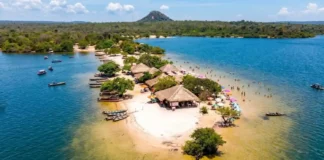Descubra por que Alter do Chão é eleita o Caribe da Amazônia com suas praias de areia branca no Rio Tapajós e floresta nativa Alter do Chão, mostrando a areia branca e o Rio Tapajós