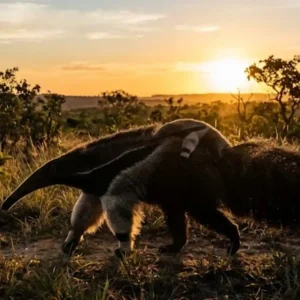 O segredo do tamanduá-bandeira na preservação do Cerrado ao equilibrar a vida nos cupinzeiros tropicais A cena se repete centenas de vezes todos os dias nas vastas extensões do Cerrado e nas bordas da Amazônia. Um tamanduá-bandeira, com sua imponente cauda de bandeira e focinho alongado, aproxima-se de um cupinzeiro robusto. Com as garras dianteiras afiadas, ele abre um buraco na estrutura dura de terra. Mas ele não vai ficar ali até saciar toda a sua fome. O grande segredo biológico desse mamífero impressionante é a sua capacidade de consumir milhares de insetos sem comprometer o futuro da colônia. Ao contrário do que se pode imaginar, o tamanduá-bandeira não devasta os cupinzeiros que visita. Essa interação é um exemplo refinado de sustentabilidade natural que garante a sobrevivência de ambos. Para realizar essa façanha, o animal conta com uma ferramenta altamente especializada e única na natureza. O Myrmecophaga tridactyla possui uma língua surpreendente que pode chegar a 60 centímetros de comprimento. Essa estrutura fina e musculosa é projetada para a eficiência e a velocidade. Coberta por uma saliva extremamente pegajosa e por pequenas espinhas voltadas para trás, a língua penetra rapidamente nos túneis do cupinzeiro, capturando centenas de cupins e formigas em questão de segundos. Estudos sobre o comportamento da espécie indicam que a língua pode entrar e sair da boca até 160 vezes por minuto. A velocidade é crucial porque, assim que a colônia percebe o ataque, as formigas-soldado e os cupins-soldado começam a reagir e a atacar o intruso com mordidas e substâncias químicas, tornando a alimentação dolorosa e menos proveitosa para o tamanduá. É justamente essa reação defensiva da colônia, somada a um instinto evolutivo refinado, que dita o ritmo da alimentação. O tamanduá come por dia uma quantidade expressiva de insetos, visitando até duzentos cupinzeiros ou formigueiros diferentes em sua jornada diária. No entanto, ele passa pouquíssimo tempo em cada local, geralmente menos de dois minutos. Essa pressa não é apenas para evitar as picadas, ela tem uma função ecológica fundamental. Ao comer apenas uma pequena fração da colônia e seguir em frente antes de causar danos irreparáveis à rainha ou à estrutura principal, o tamanduá-bandeira permite que o cupinzeiro se recupere e a colônia repovoe a área atacada. É uma dinâmica de "coleta" sustentável, um comportamento que a ciência reconhece como essencial para a manutenção do equilíbrio nos ecossistemas onde a espécie vive. Essa relação próxima entre o tamanduá e as comunidades de insetos sociais tem repercussões positivas que vão além da simples alimentação de um indivíduo. A atividade do tamanduá-bandeira ajuda a controlar as populações de cupins e formigas, evitando que estas se tornem superpopulações que poderiam desequilibrar a vegetação nativa ou outras dinâmicas locais. Ao abrir buracos nos cupinzeiros duros, o tamanduá também cria microhabitats para outras espécies menores que utilizam essas aberturas como abrigo ou fonte de alimento. A sustentabilidade dessa interação, onde o predador não extermina sua presa mas sim "gere" o recurso de forma a garantir sua renovação, é um dos pilares da biodiversidade nas savanas brasileiras. O tamanduá-bandeira é um jardineiro especializado, moldando a paisagem ao seu redor com uma sabedoria moldada por milênios de evolução. Observar um tamanduá-bandeira em seu habitat natural é uma experiência única. Sua aparência é inconfundível, com a pelagem grossa e acinzentada, a faixa diagonal preta com bordas brancas cruzando o peito e as costas, e claro, a imensa cauda peluda que usa para se equilibrar e até como "cobertor" para regular a temperatura do corpo durante o sono. Muitas vezes, especialmente ao amanhecer ou ao entardecer, quando a luz rasante realça as texturas do Cerrado, é possível avistar uma fêmea carregando seu filhote nas costas. O filhote fica perfeitamente alinhado com a faixa preta da mãe, uma camuflagem eficiente para protegê-lo de predadores enquanto ela se desloca pelos campos em busca dos cupinzeiros sustentáveis que garantem sua subsistência. Essa imagem de renovação e cuidado maternal reflete a resiliência da vida selvagem brasileira. A preservação do tamanduá-bandeira é crucial para a saúde dos biomas que ele habita, como o Cerrado e o Pantanal, e também para áreas de transição da Amazônia. Sendo uma espécie-chave, sua presença indica a qualidade do ambiente e o bom funcionamento das teias tróficas. Proteger o habitat desse grande mamífero significa proteger toda a rede de interações ecológicas que ele sustenta, incluindo a saúde dos solos e o ciclo dos insetos. Iniciativas de conservação focadas na proteção de corredores ecológicos e na conscientização sobre a importância da coexistência com a fauna selvagem têm demonstrado resultados positivos, mostrando que é possível garantir o futuro dessa e de muitas outras espécies emblemáticas do Brasil. A visão de um tamanduá caminhando livremente pelos campos no início do dia é um testemunho de esperança e da força da biodiversidade. A lição que o tamanduá-bandeira nos oferece é simples, profunda e extremamente atual. Seus hábitos alimentares nos mostram que é possível satisfazer nossas necessidades sem esgotar as fontes que nos sustentam. O equilíbrio que ele mantém com os cupinzeiros é um lembrete valioso de que a verdadeira sustentabilidade reside no respeito aos ciclos naturais e na compreensão de que somos parte de um sistema interconectado. O cuidado que ele tem ao "colher" sem destruir aponta um caminho para refletirmos sobre como podemos gerenciar nossos próprios recursos e interagir com o planeta que compartilhamos com tantas outras formas de vida extraordinárias. BOX LATERAL: O Gigante das Américas | O tamanduá-bandeira (Myrmecophaga tridactyla) é o maior das quatro espécies de tamanduás existentes. Sem dentes, ele é um especialista em comer formigas e cupins. Sua pelagem longa e acinzentada, com uma faixa diagonal preta, e sua cauda enorme e peluda, que lembra uma bandeira, o tornam inconfundível. Adaptado tanto a florestas quanto a campos abertos como o Cerrado, ele é um símbolo da nossa biodiversidade.